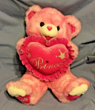 2009 Dan Dee Collectible Large Pink Plush Bear W/ Princess Pillow 18 "