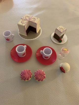 American Girl Doll Birthday Cake Ice Cream Dessert Set Tea Cups