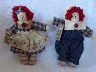 Raggedy Ann & Andy Cloth Springford Dolls 6 " Christmas Ornaments