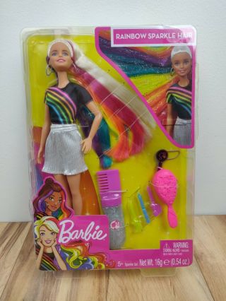 Barbie Rainbow Sparkle Hair Glitter Doll Knee Length Hair With 5 Colors