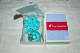 American Girl Doll Aqua Earring Tree With 11,  Pairs Of Earrings Box