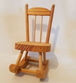 Unfinished Pine Wood Wooden Dollhouse Miniature Rocking Arm Chair 1:12 Scale