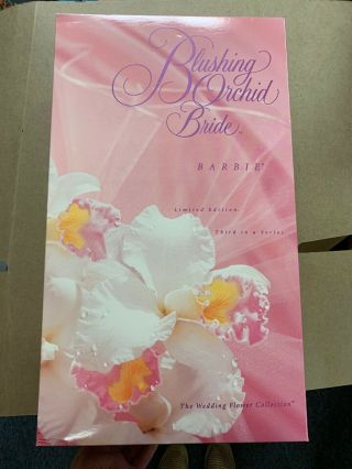 1996 Porcelain Barbie " Blushing Orchid Bride " - & Orig Shipper Box