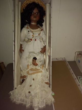 Duck House Native American " Serena " 21 " Porcelain Doll W/ Baby