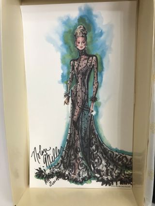 Nolan Miller Sheer Illusion 1998 Barbie Doll With Signed Lithograph Watercolor 3