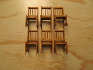 Dollhouse Miniature Wood Chairs Set Of Six