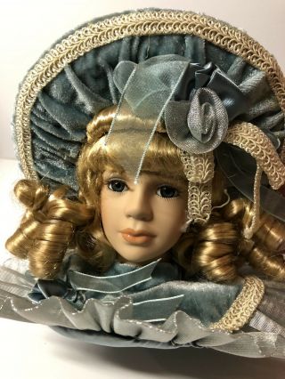 Victorian Dandee? Doll Head Ornament In Light Blue