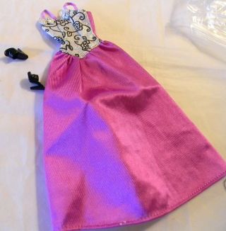 Barbie Doll Pink Tag Light Purple Gown Silver & Black Bodice,  Shoes