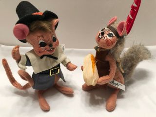 Annalee Thanksgiving Pilgrim Mouse & Indian Squirrel Holiday Collectible 2