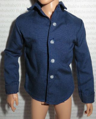 Ken Top Model Muse Basics Ken Doll Jasper Blue Faux Button Down Shirt Accessory
