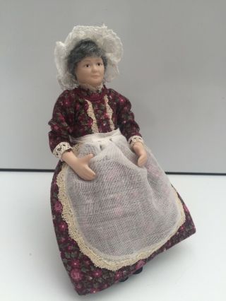 Lovely Old Lady Cook Sitting Down For A Rest Dolls House Doll Dollhouse