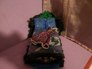 Dollhouse Miniature 1/12 Scale Witches Bed With Party Dress