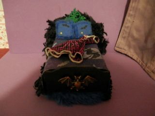 dollhouse miniature 1/12 scale witches bed with party dress 2