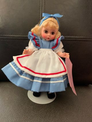 Madame Alexander 8 " Alice In Wonderland Doll Blue Dress White Red Pinafore 1994