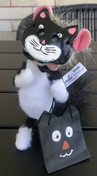 Annalee Doll Mouse Dressed Up Black Cat Trick Or Treat Halloween Decoration