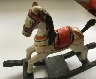 Miniature dolls house carved rocking horse possibly German Biedermeier era 2