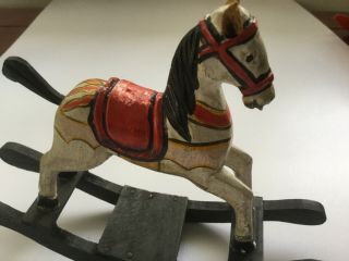 Miniature dolls house carved rocking horse possibly German Biedermeier era 3