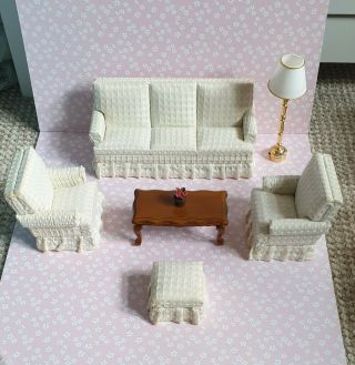 Dolls house furniture 1/12 scale,  Miniature Living Room bundle inc lamp. 3
