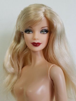 Green Eyed Model Muse Barbie Doll - Nude Mackie Face Red Lips Blonde For Ooak