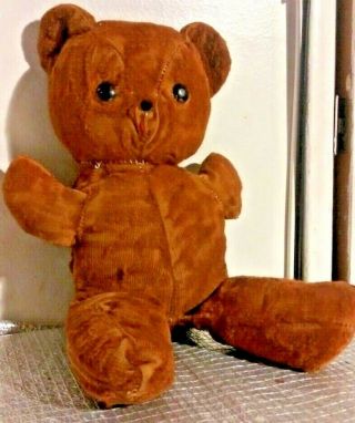 Vintage Old Brown Teddy Bear.  Button Eyes.  Well Worn Body.  Great For Soft Hugs