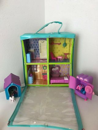 Polly Pocket Trendy Townhouse Zip Up House Carry Case Travel Playset Vintage