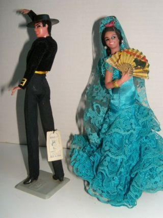 Vintage Spanish Marin Chiclana Plastic Couple Doll.  Flamenco Dancers.