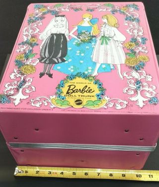 Vintage 1969 Mattel The World Of Barbie Doll Trunk For Her Friends Pink