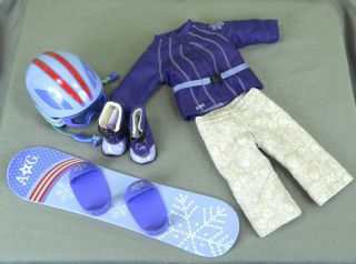 451 American Girl Snowboard Set Jacket Pants Helmet Goggles For Doll Euc