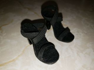 Black High Heel Elastic Strap Doll Shoes For 20 " Cissy,  Miss Revlon Vguc