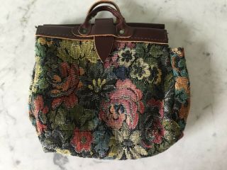 American Girl Doll Kirsten Carpet Bag Travel Accessory Floral Pattern,  Euc