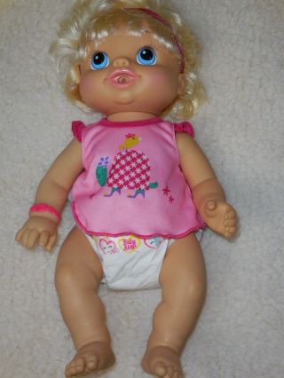 Baby Alive Wets N Wiggles Blonde Doll Pink Turtle Dress & Diaper 2010 Hasbro Toy