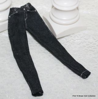 Barbie Doll/friends Look Basics Model Dark Blue Denim Fashion Jeans White Thread