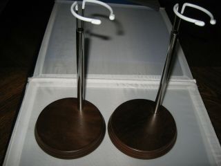 2 Wood Base Doll Stands