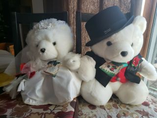 2000 Wedding Bride & Groom Dayton Hudson Marshall Fields Mr & Mrs Santa Bear Tag