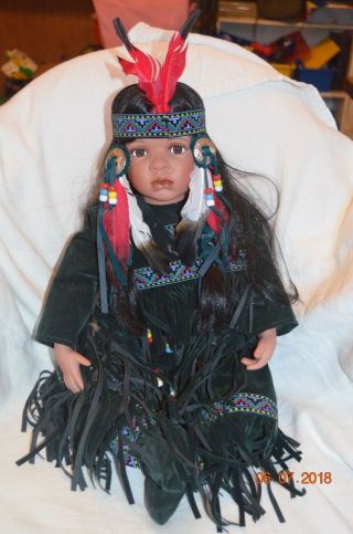 Native American Porcelain Doll 14 Inches
