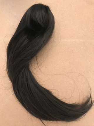 Size 5/6 long brunette doll wig with bangs. 3
