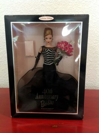 Barbie Doll 40th Anniversary Collector Edition 1999 Blonde Black Silver Lovely