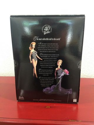 Barbie Doll 40th Anniversary Collector Edition 1999 Blonde Black Silver LOVELY 2