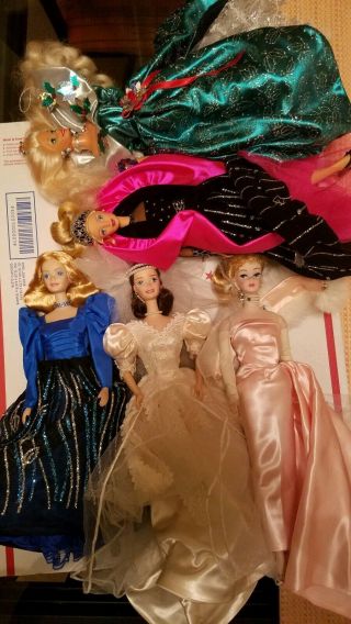 5 Collector Barbies (porcelain Blushing Bride,  Enchanted Evening,  Blue Rhapsody)