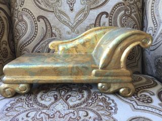 Doll Furniture Chaise Lounge Sofa Couch Varigated Gold Leaf Christmas Decor Hand