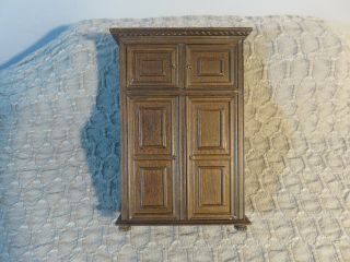 Dollhouse Miniature Bespaq Dark Wood Hutch Bookcase Cabinet Desk Storage