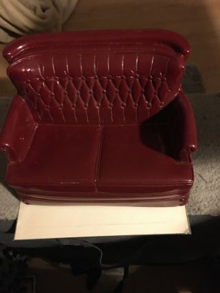 1978 Marx Sindy Doll Maroon 7 " Love Seat Sofa Vintage Furniture Couch U.  S.  A.