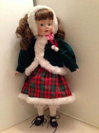 Vintage Porcelain Victorian Christmas Doll Collectible Keepsake Gift 17 "