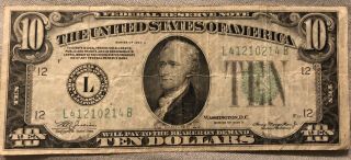 1934 - A 1950 $10 Ten Dollar Federal Reserve Notes Old Bill Green Seal