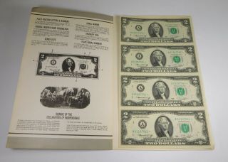 1976 $2 Federal Reserve Notes Bureau Of Engraving Folio - 4 Notes