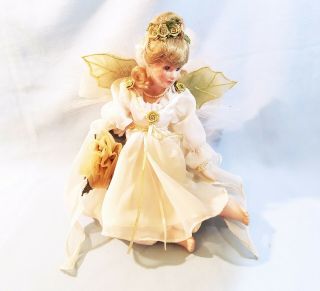 Collectible Porcelain Angel Doll Sitting 12 "