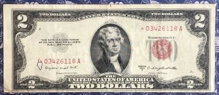 1953 - B Us 2 Two Dollar Bill Red Seal Collector Star Note.