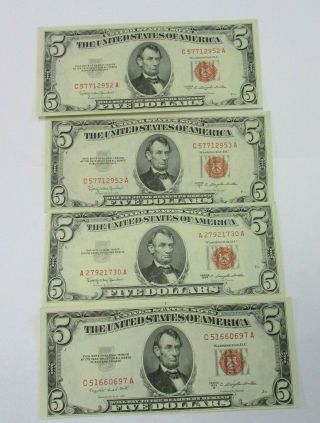 (4) 1953c,  B & 1963 $5 Five Dollar U.  S.  Notes