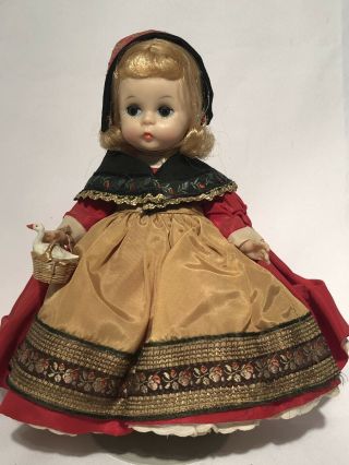 Vintage Alex Madame Alexander ‘swedish’ Doll Red Taffeta Dress