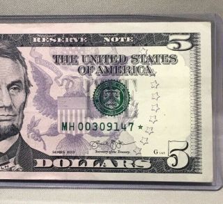 2013 $5 Dollar Bill Star Note S Mh00309147,  320k - Print Run,  Circulated